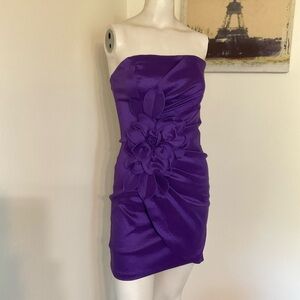 Vintage Purple Jessica McClintock Flower Strapless Dress 6 - fits Small
